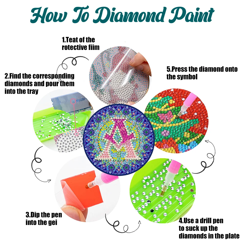 2PCS Diamond Painting Art Coaster Kit Special Shape Diamond Painting DIY Coaster