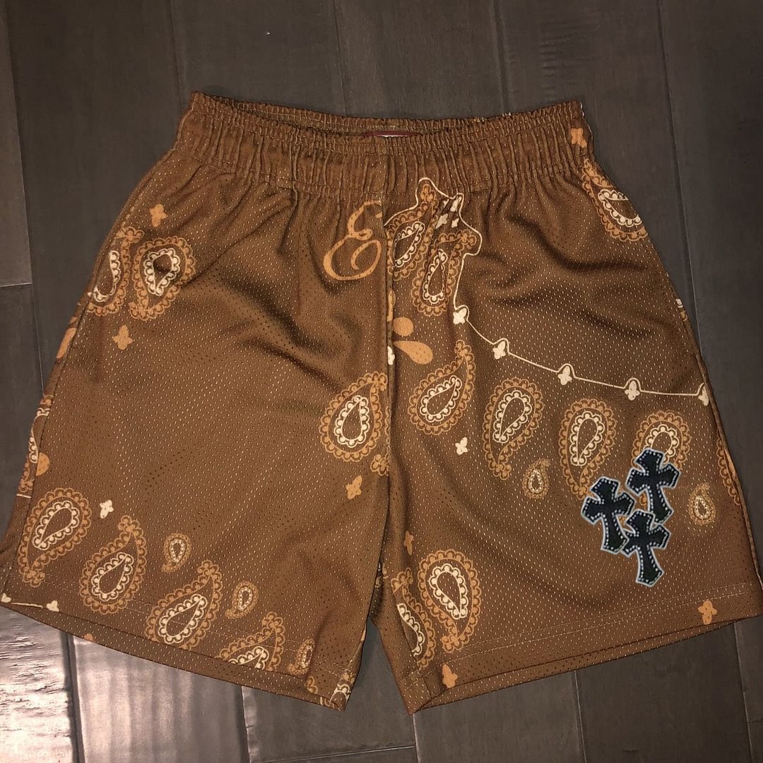 Cashew Flower Print Street Cross Print Shorts