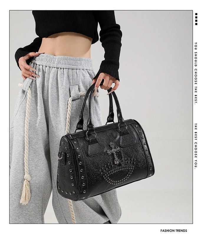 Women’s Pu Leather Cross Vintage Style Square Zipper Handbag Crossbody Bag