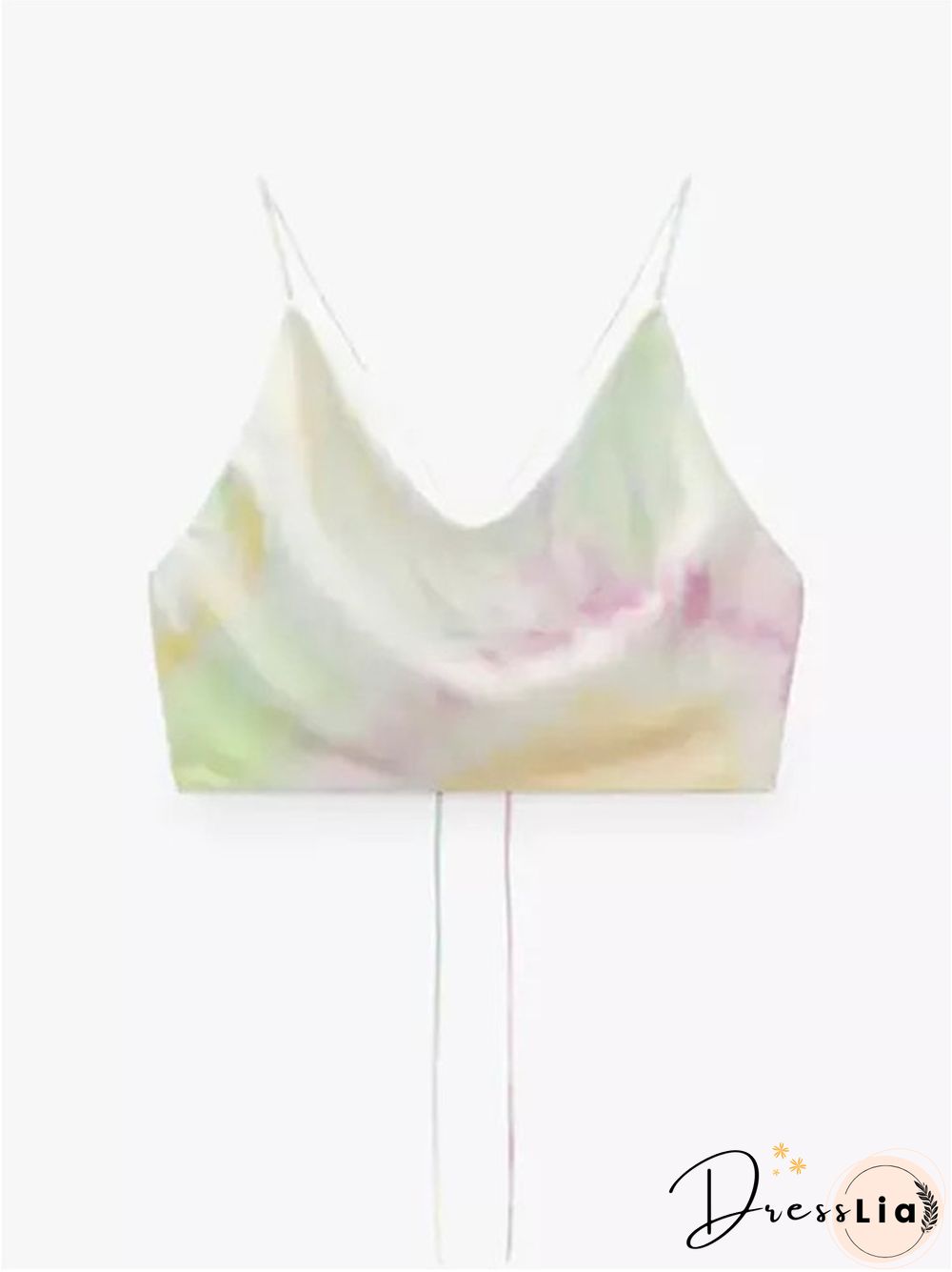 Summer White Satin Top Woman Pink Crop Top Sexy Backless Tank Tops Women Camisole Beachwear Tie Dye Strap Tops