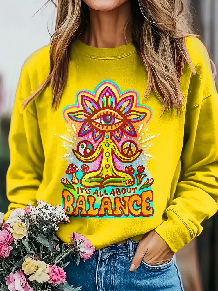 Women's Hippie Art Print Casual Sweatshirt