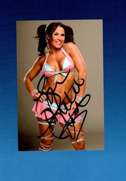 Mickie James Autographed Color Photo Poster painting Wrestler WWE Womens Champion 4x6 (Original)