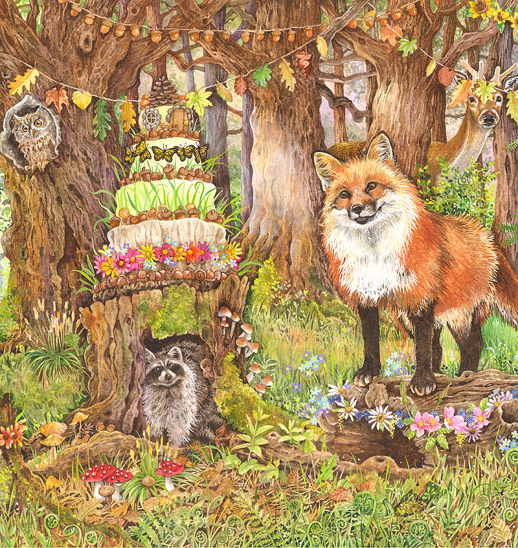 Forest Animals Fox And Raccoon 40*45CM (Canvas) AB Round Drill Diamond Painting gbfke