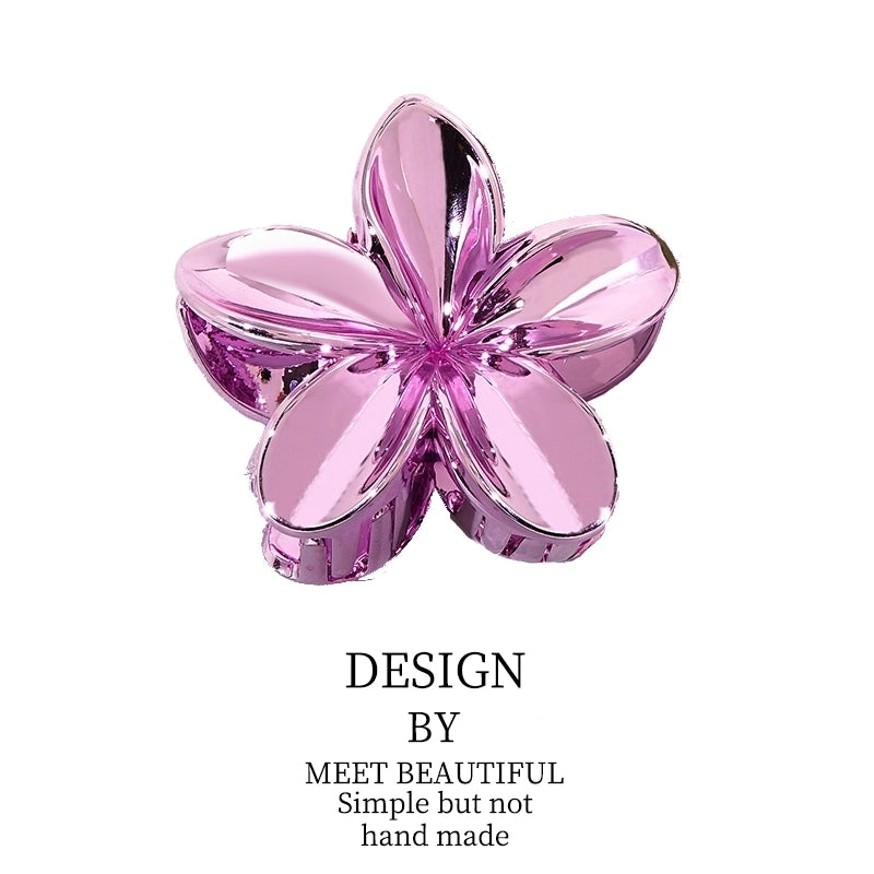 Europe And America Metal Feeling Plumeria Rubra Grip Holiday Hot Selling Glossy Flowers Hair Jaw Clip Grip Updo Shark Clip Hair Accessories