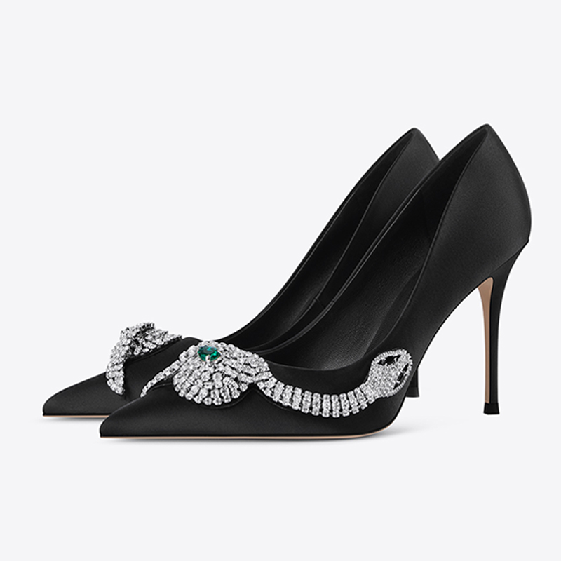 GOOSHOE Snake Rhinestone Stiletto Pumps