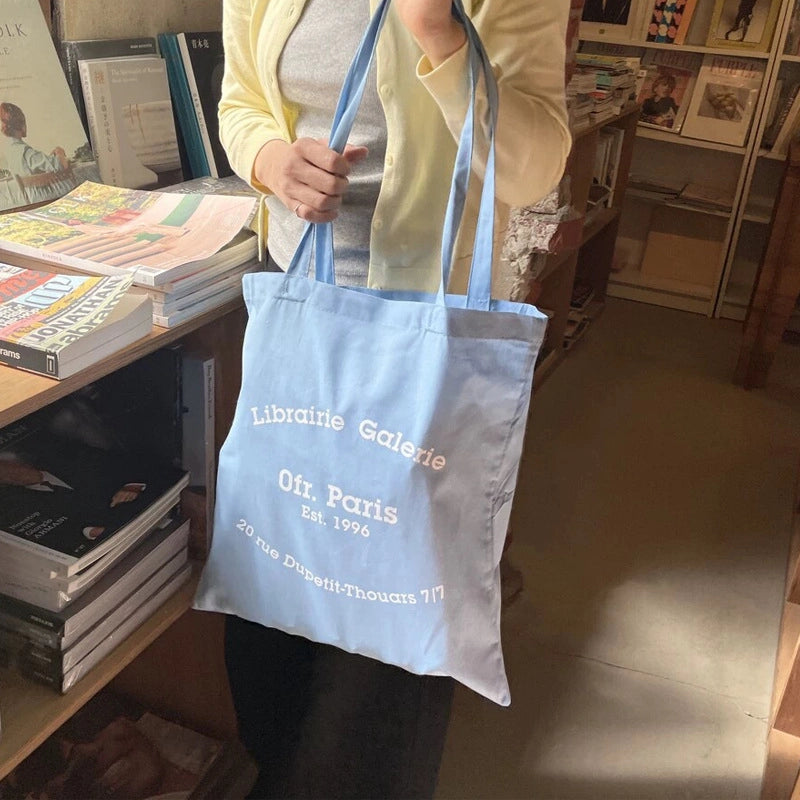 Unisex Medium Cotton Letter Preppy Style Square Open Square Bag