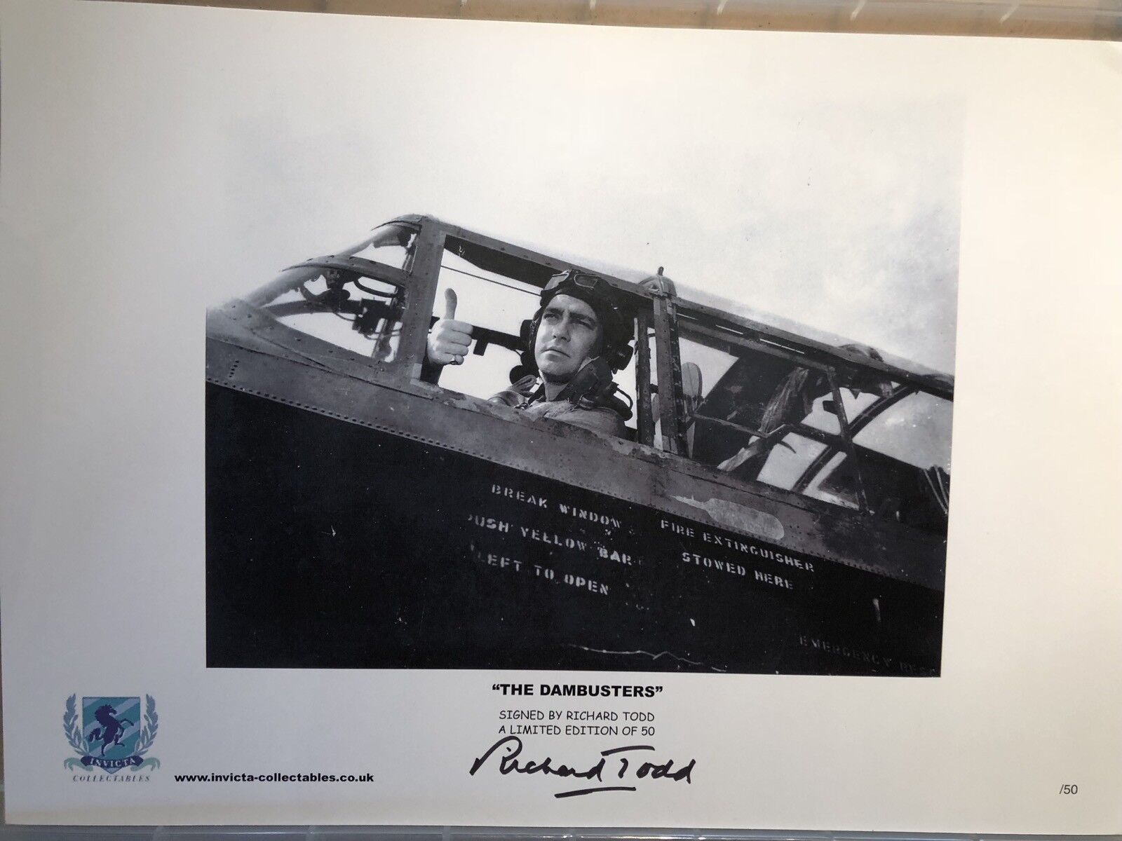 Richard Todd hand signed DAMBUSTERS 16x12 inch Photo Poster painting print UACC DEALER SIGNING