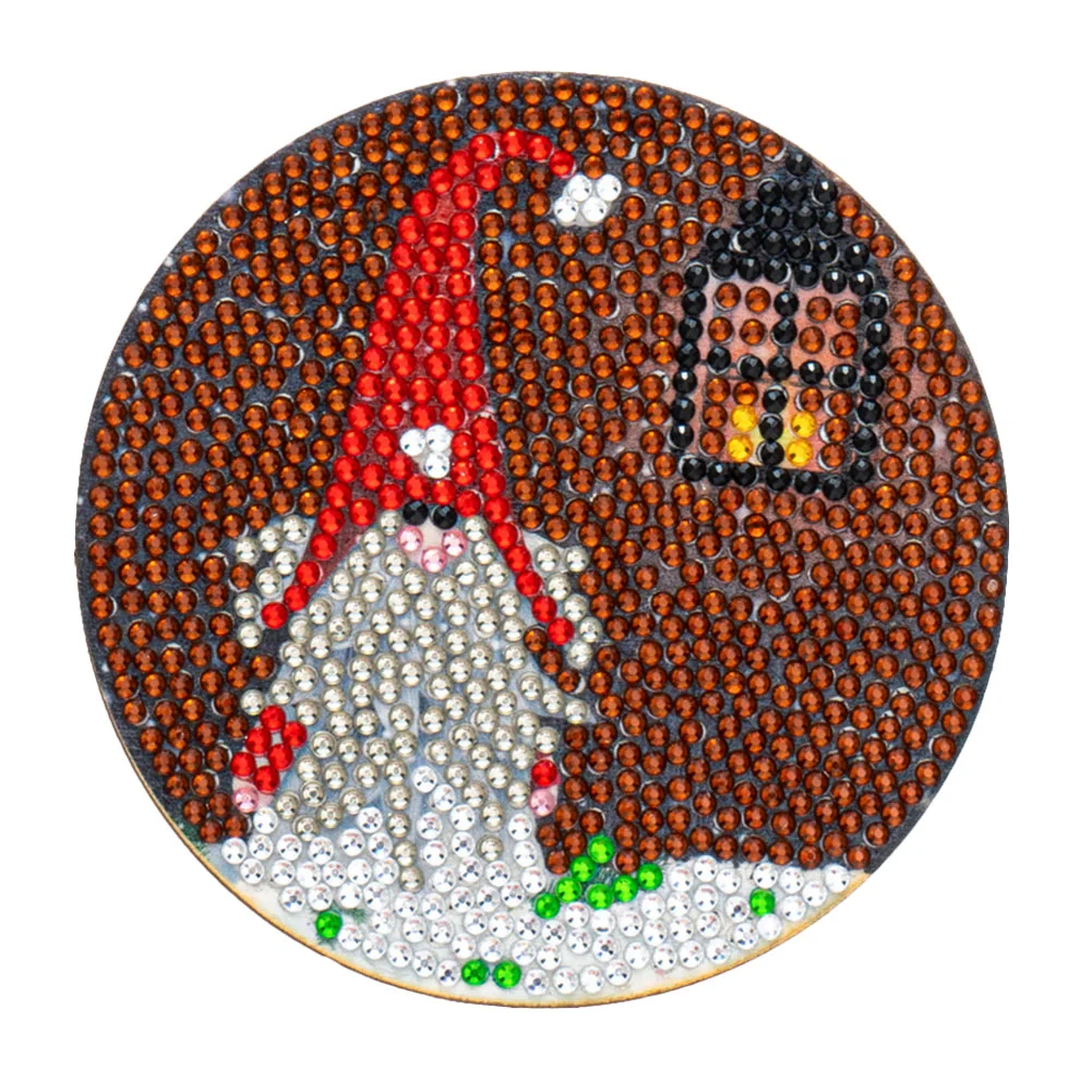 6pcs DIY Point Drill Coaster Christmas Style with Mat Shelf Kits(Wooden)