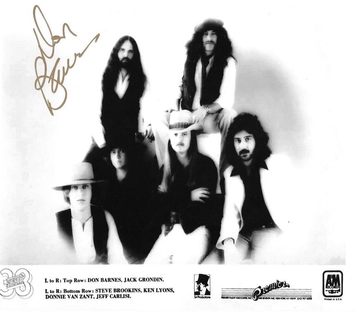 * DON BARNES * signed 8x10 Photo Poster painting * 38 SPECIAL * PROOF * 19