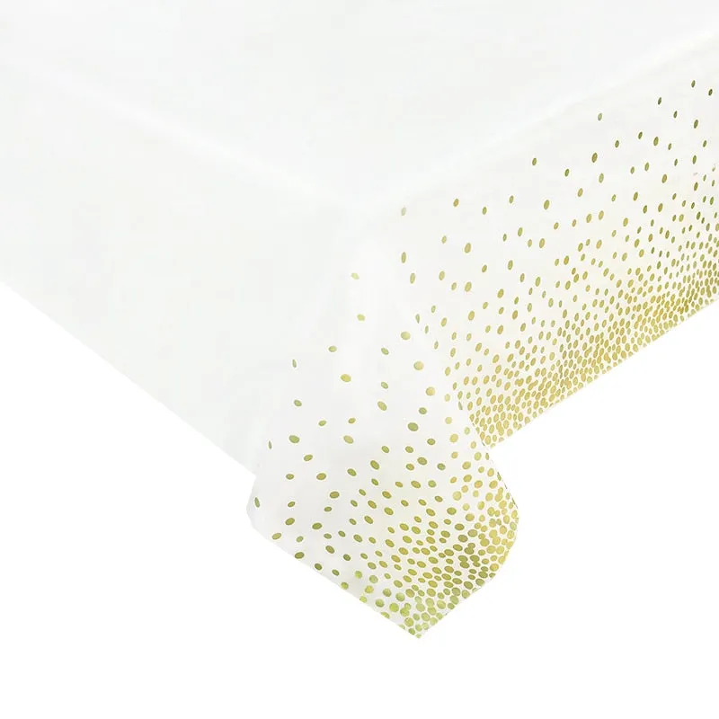 274*137cm Rose Gold Disposable Tablecloth Plastic Dot Table Cloth Cover Kids Adult Birthday Party Decoration Wedding Baby Shower
