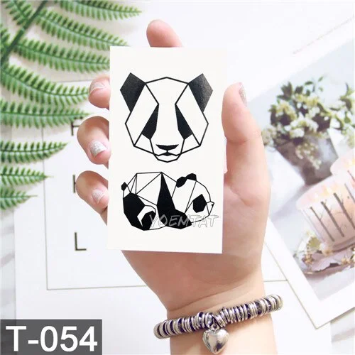 Geometric Moose Elk Arrow Temporary Tattoo Panda Women Hand Tatoo Sticker Triangle Wolf Body Arm Art Waterproof Tattoo Men