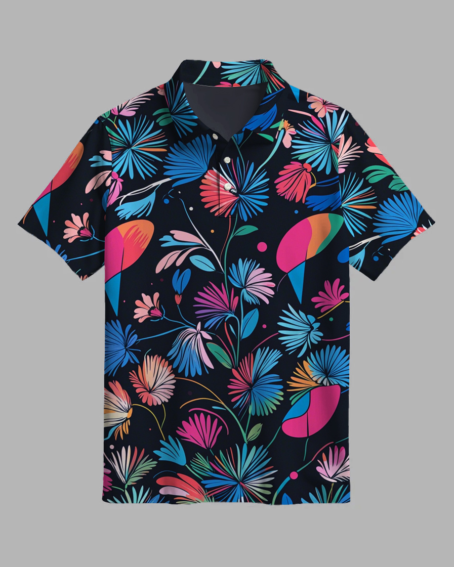 Men's Abstract Changing Print Short-Sleeved Polo
