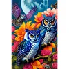 >SALE<5D DIY Full Square Drill Diamond Painting Owl Kit Home Decor Art 45x65cm