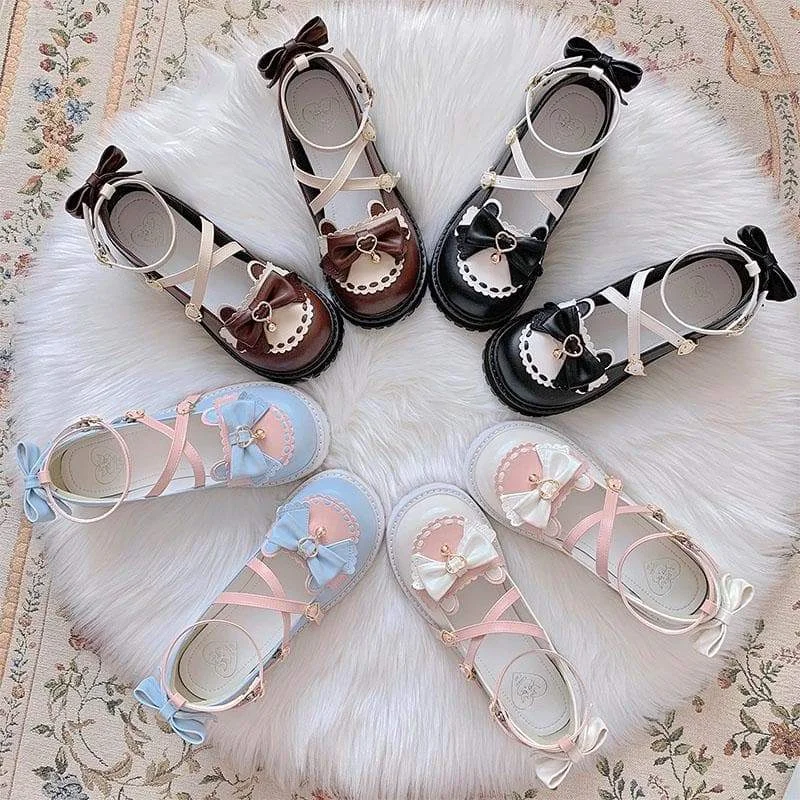 4 Colors Lolita Bowknot Cute Round Doll Shoes SP16798