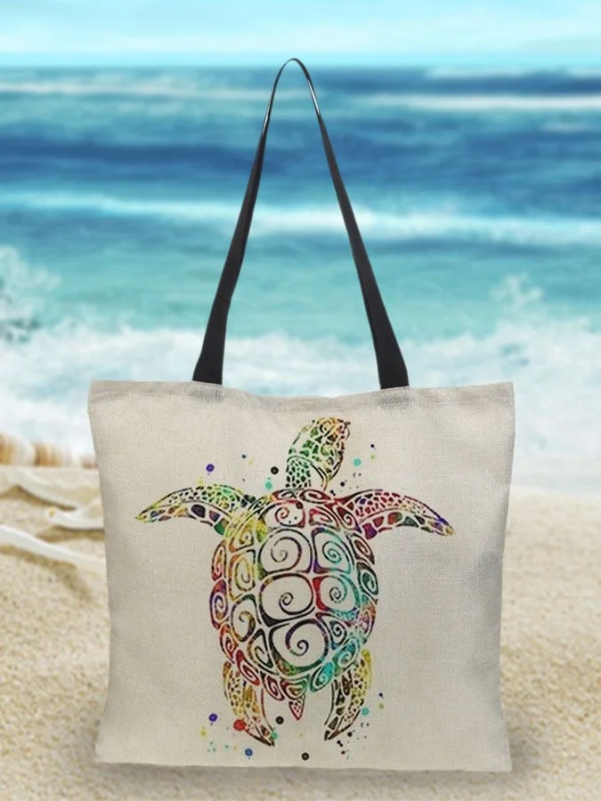 Sea Life Print Tote Bag