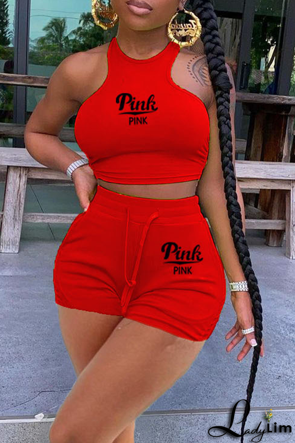 White Fashion Print Patchwork O Neck Sleeveless Two Pieces