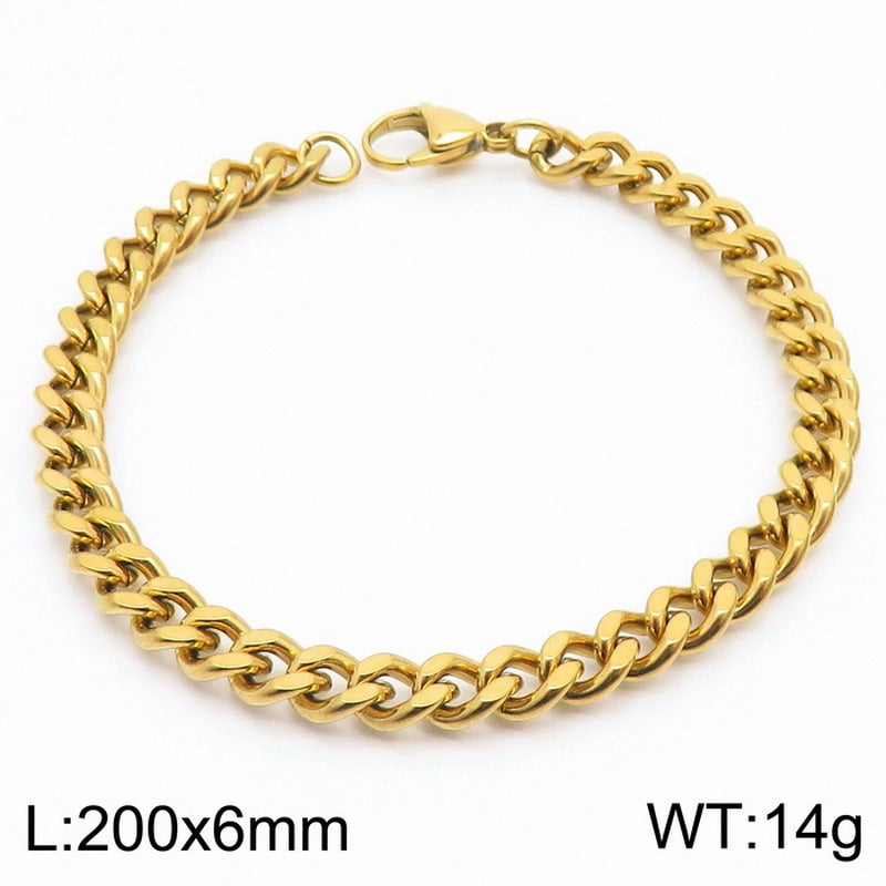 Stainless Steel Personality Fashion Trend Simple Two-Side Grinding Cuban Link Chain Bracelet Accessories