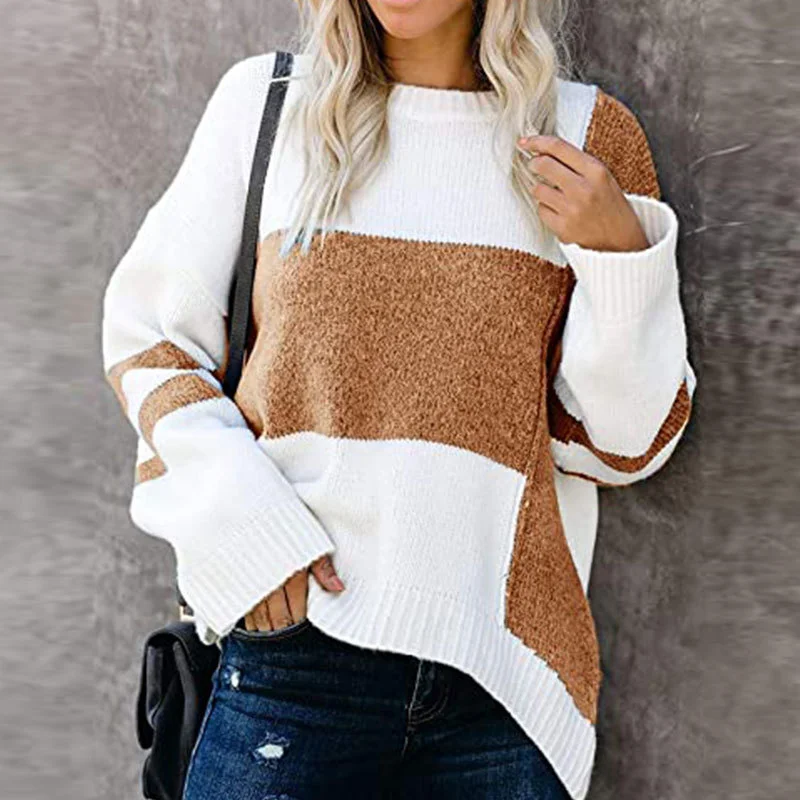 Athvotar Athvotar And Winter New Striped Retro Street Sweater Bumping Round Collar Knitting Shirt