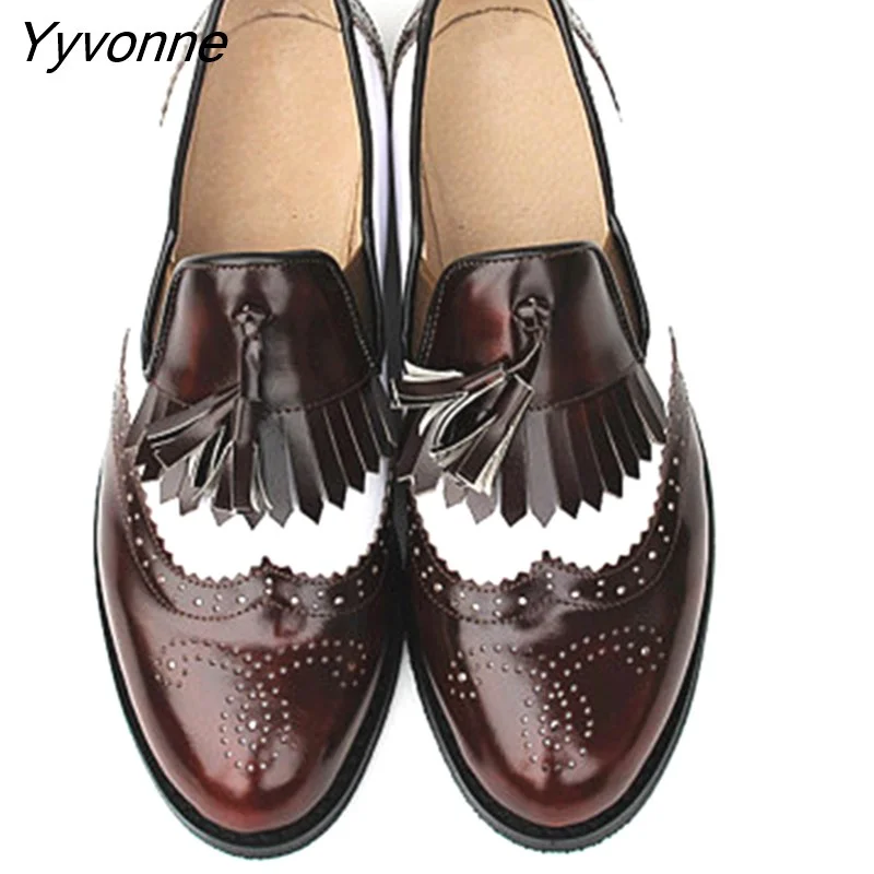 Yyvonne Women oxford Spring shoes genuine leather loafers for woman sneakers female oxfords ladies tassel single shoes 2023 summer shoes