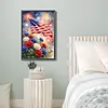 Diamond Painting -DIY Round Drill Independence Day Flag and Flowers(60*40CM)