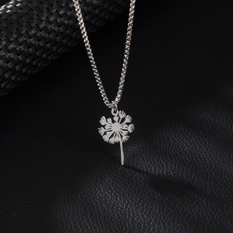 Basic Minimalist Classic Style Dandelion 201 Stainless Steel Unisex Pendant Necklace