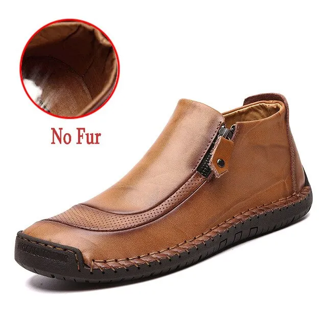 Fashion Winter Men's Boots Warm Fur Men's Boots Snow Leather Men's Boots Autumn Mens Basic Boots Outdoor Men's Driving Shoes