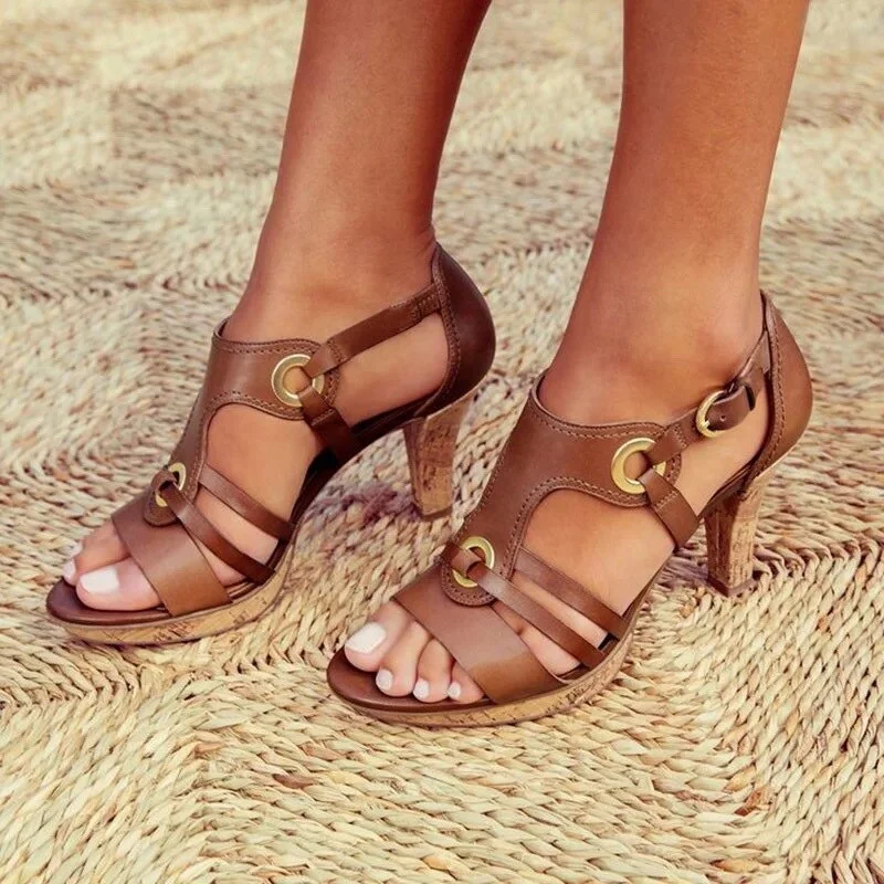 2022 New Style Elegant Strap Sandals Women Sandals Female Bohemian Style Summer Fashion High Heels Women's Shoes Footwea