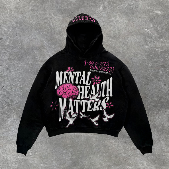 Mental Health Matter Pigeon Graphic Street Hoodie