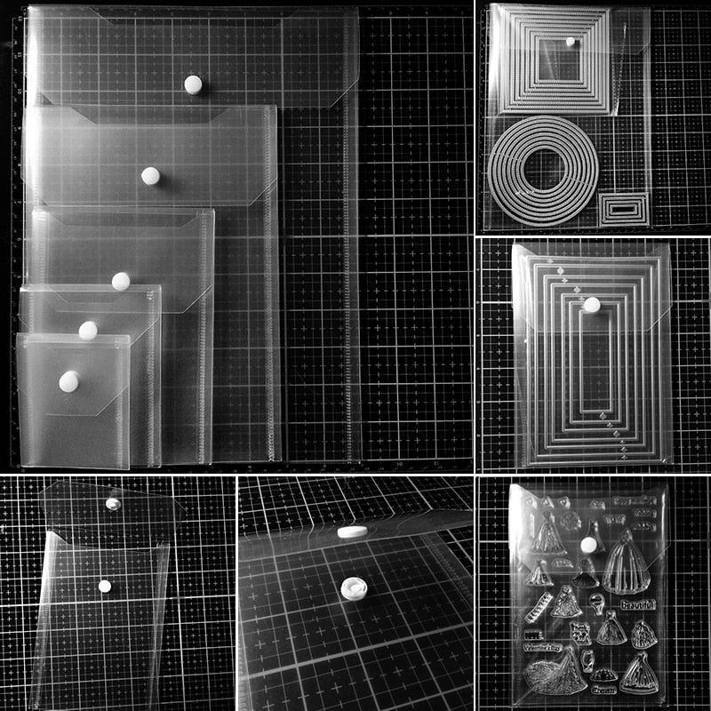 10pc Transparent Portable Storage Bag Store Metal Cutting Dies Silicone Stamp Bump Template New Card Cover Storage Card Cover