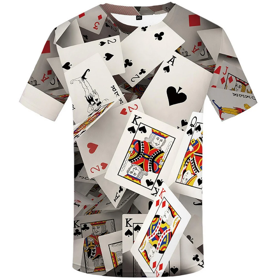 Men Card Casual T-shirt