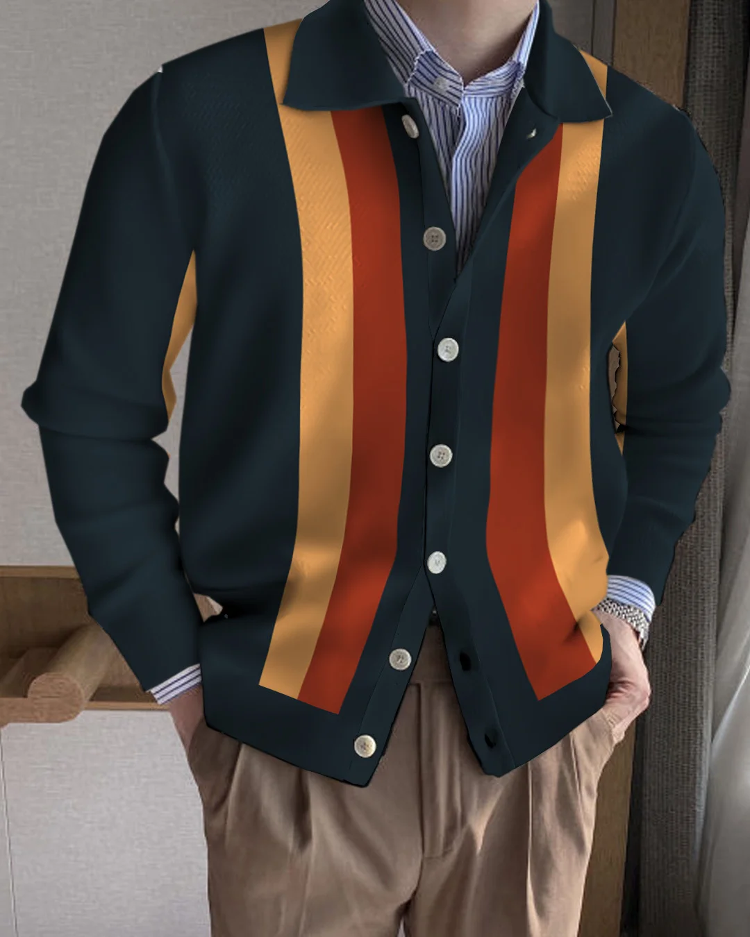 Men's Lapel Knitted Sweater Cardigan 3957