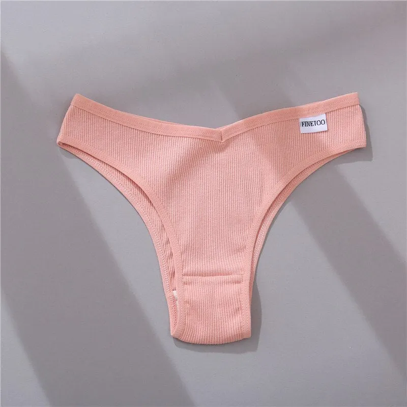 FINETOO Cotton Panties Women Solid Color Underpants M-XL Soft Briefs Girls Striped Underwear Comfortable Panties Female Lingerie