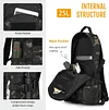 25L Taktischer Rucksack 1000D Nylon Tactical Daypack Bundeswehr Wanderrucksack MOLLE Kampfrucksack Wasserabweisend f&uuml;r Herren Damen Uni Reise Sport Outdoor Klettern Camping Trekking