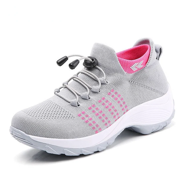 Women's Walking Shoes Sock Sneakers Slip on Mesh Air Cushion Comfortable Wedge Easy Shoes Platform Loafers QueenFunky