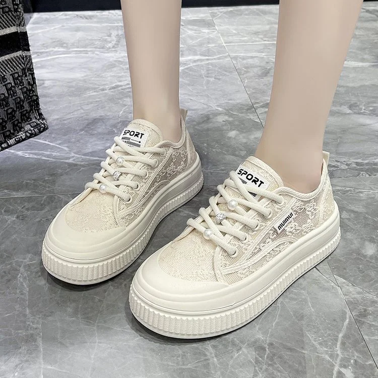 Churchf Churchf Shoes Women's Summer Thin Net Breathable Fisherman's Shoes 2024 New Lace Casual White Shoes-Outfit Ideas
