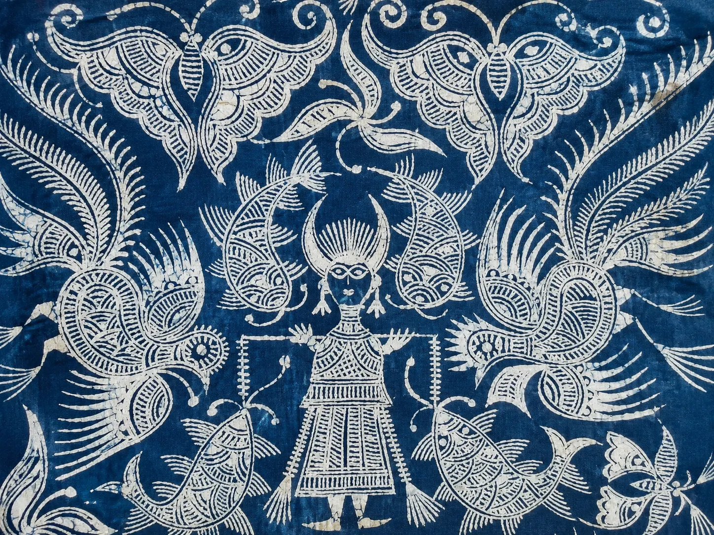 Traditional blue and white batik motif