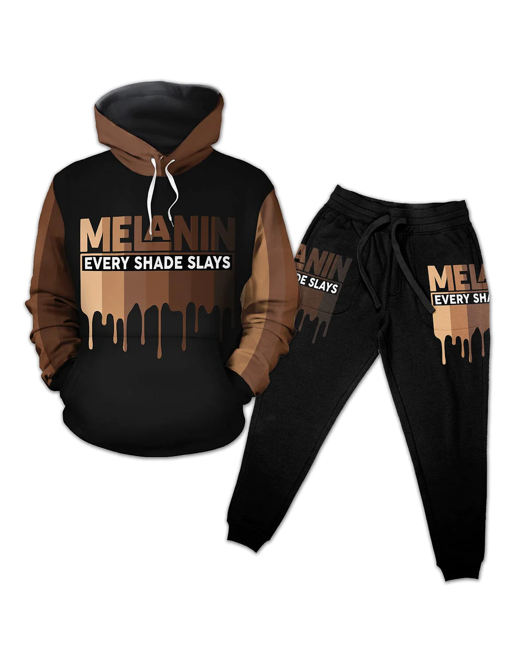 Every Shade Slays Melanin All-over Hoodie And Joggers Set