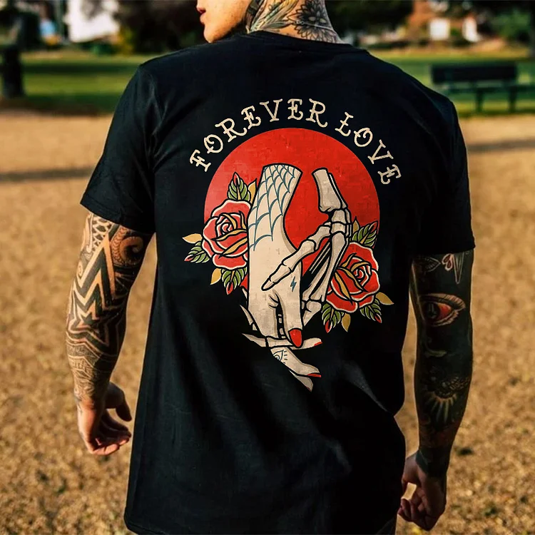 Forever Love Roses Print Men's T-shirt