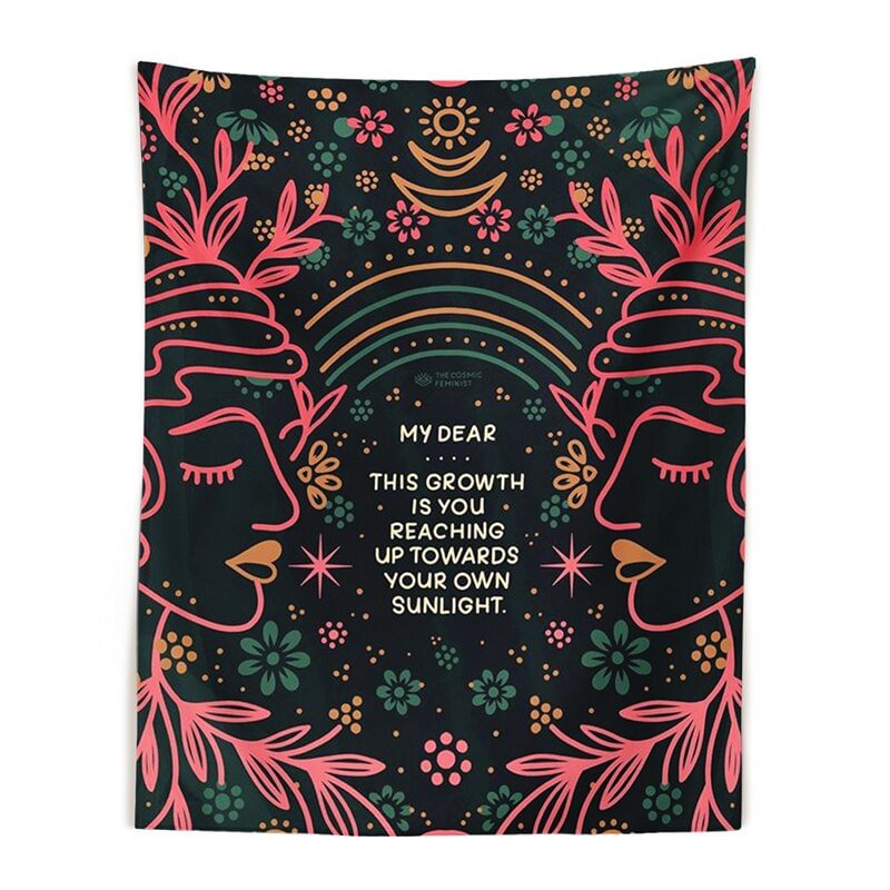 Indian Moon Phase Girl Tapestry Wall Hanging Rainbow Flower Decor Macrame Hippie Witchcraft Tapiz Decoration Tablecloth turban