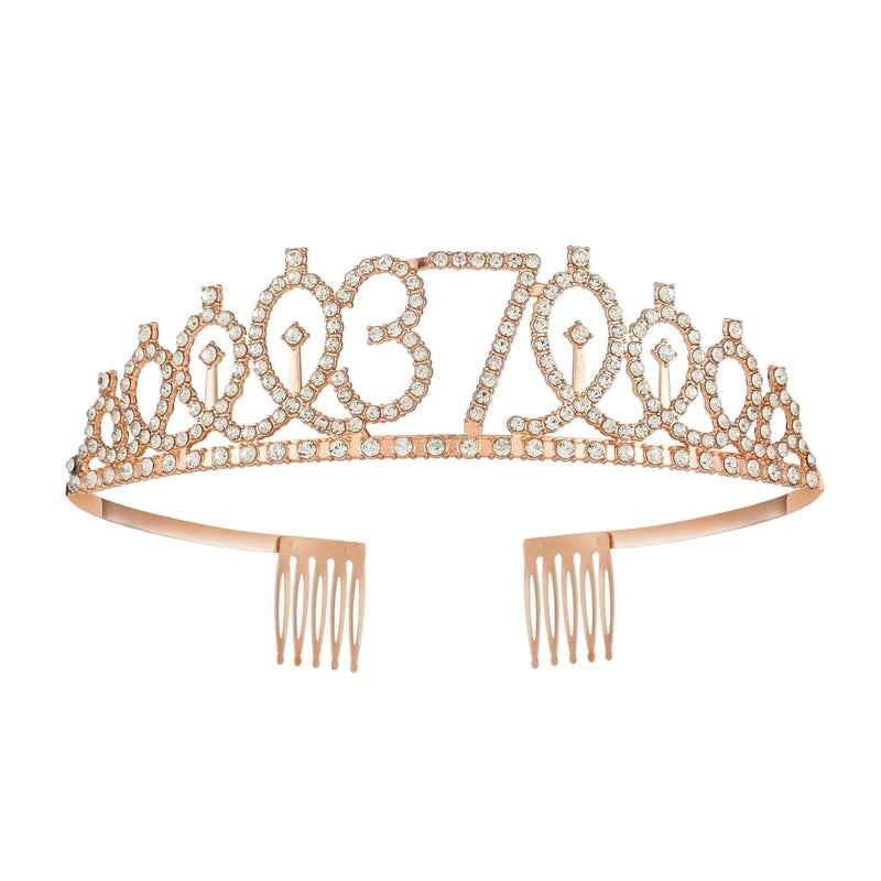 Women’s IG Style Shiny Number Crown Alloy Hollow Out Inlay Rhinestones Crown