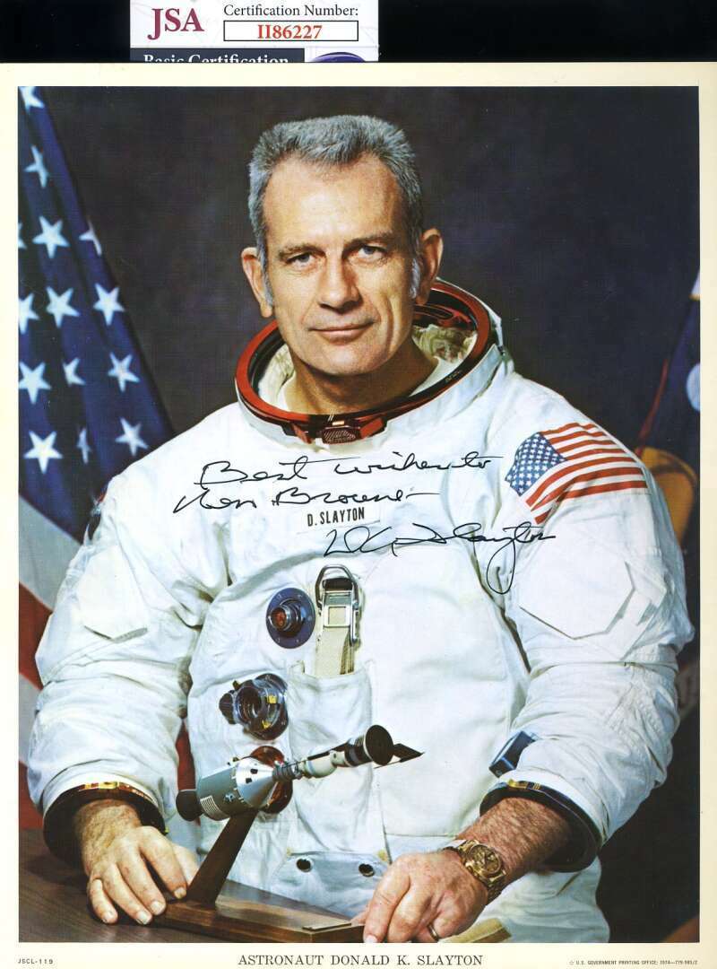 Deke Slayton JSA Coa Hand Signed 8x10 Official NASA Photo Poster painting Autograph