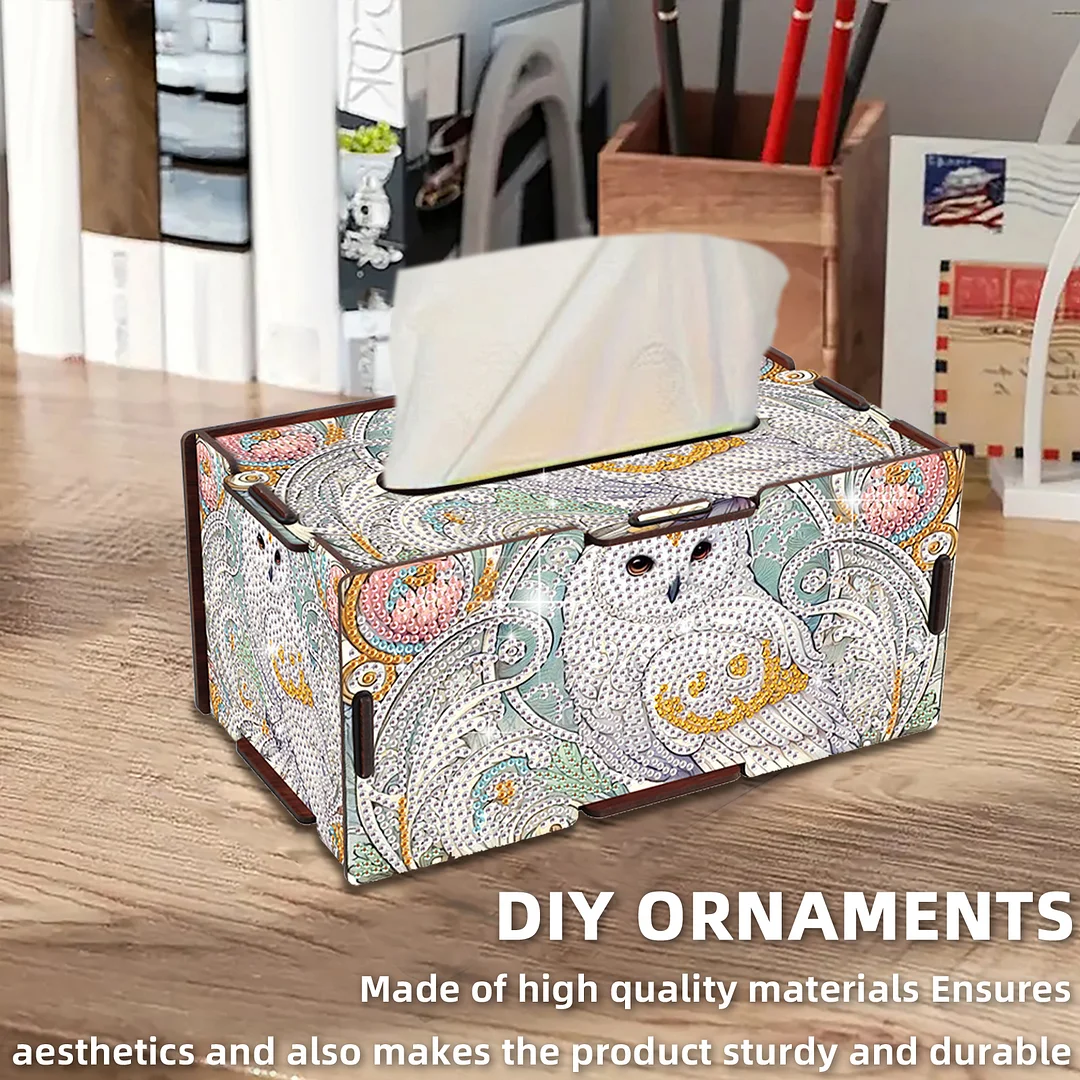 Wooden Diamond Painting Tissue Box for Home and Office Decoration (ZJH019)