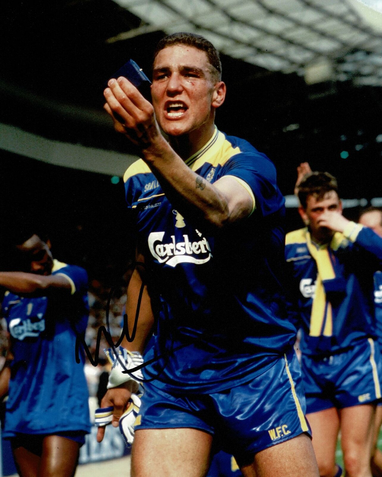 Vinnie Jones Signed 10X8 Photo Poster painting Wimbledon Genuine Signature AFTAL COA (1244)