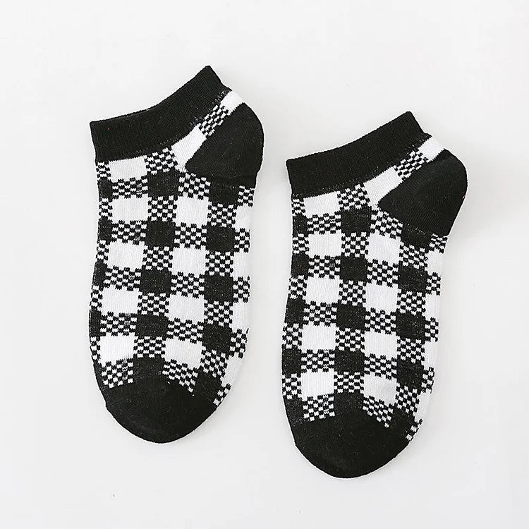 Plaid Short Cotton Socks