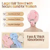 🛁 Grande serviette pour cheveux avec bande &eacute;lastique s&eacute;curis&eacute;e pour femmes