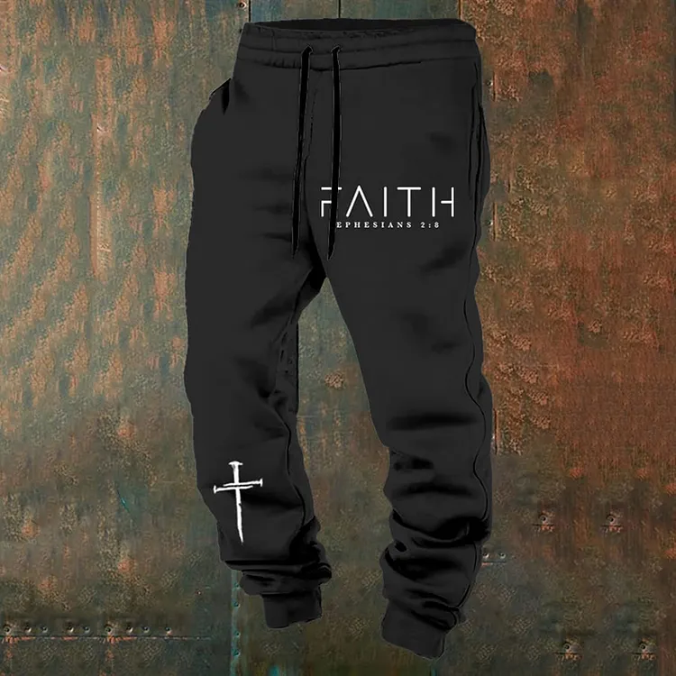 Men's Faith Print Casual Trousers