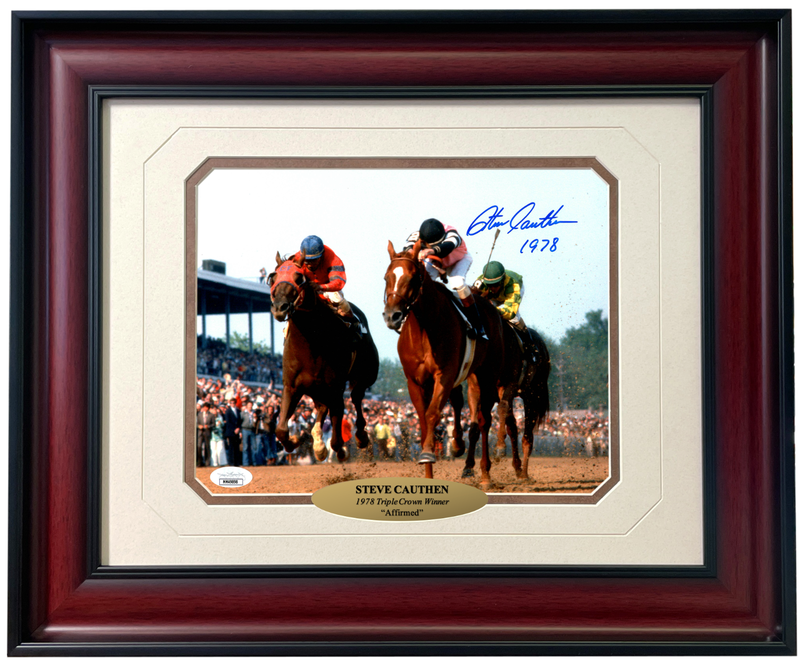 Steve Cauthen Autographed Affirmed Horse Racing 8x10 Photo Poster painting Framed JSA COA