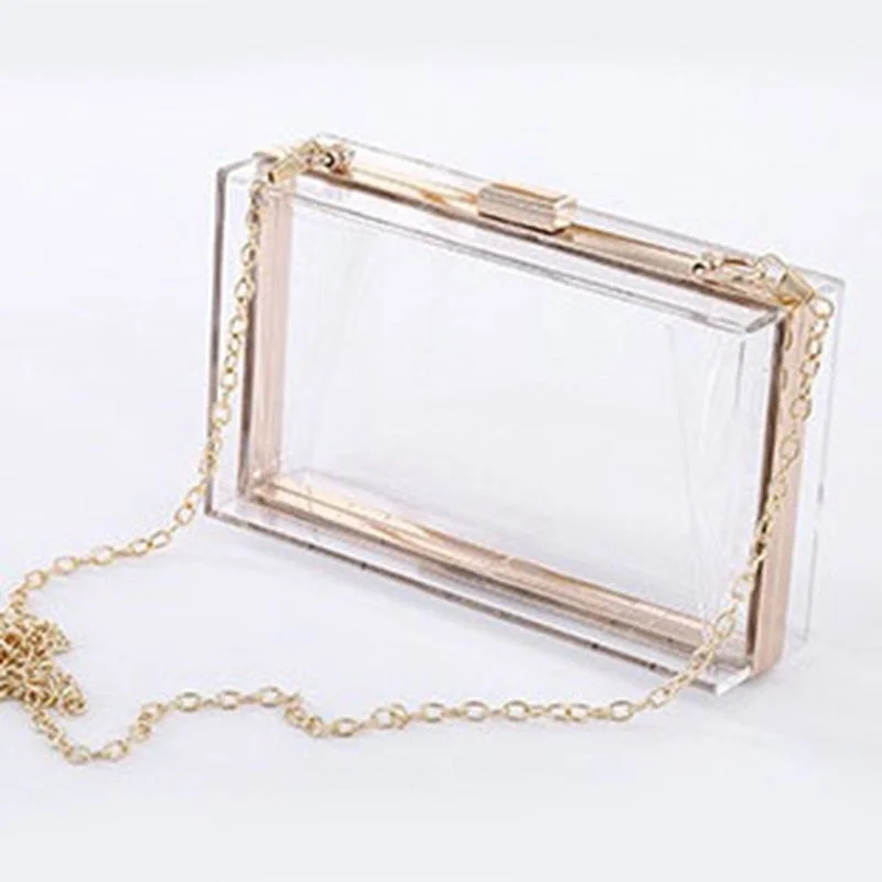 Transparent Ladies Bag 2021 Acrylic Color Box Brand Ladies Evening Dress Portable Messenger Bag Wedding Female Clutch Bag