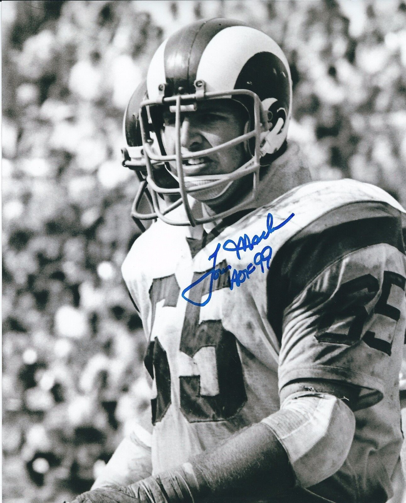 Autographed TOM MACK HOF Los Angeles Rams 8x10 Photo Poster painting w/COA