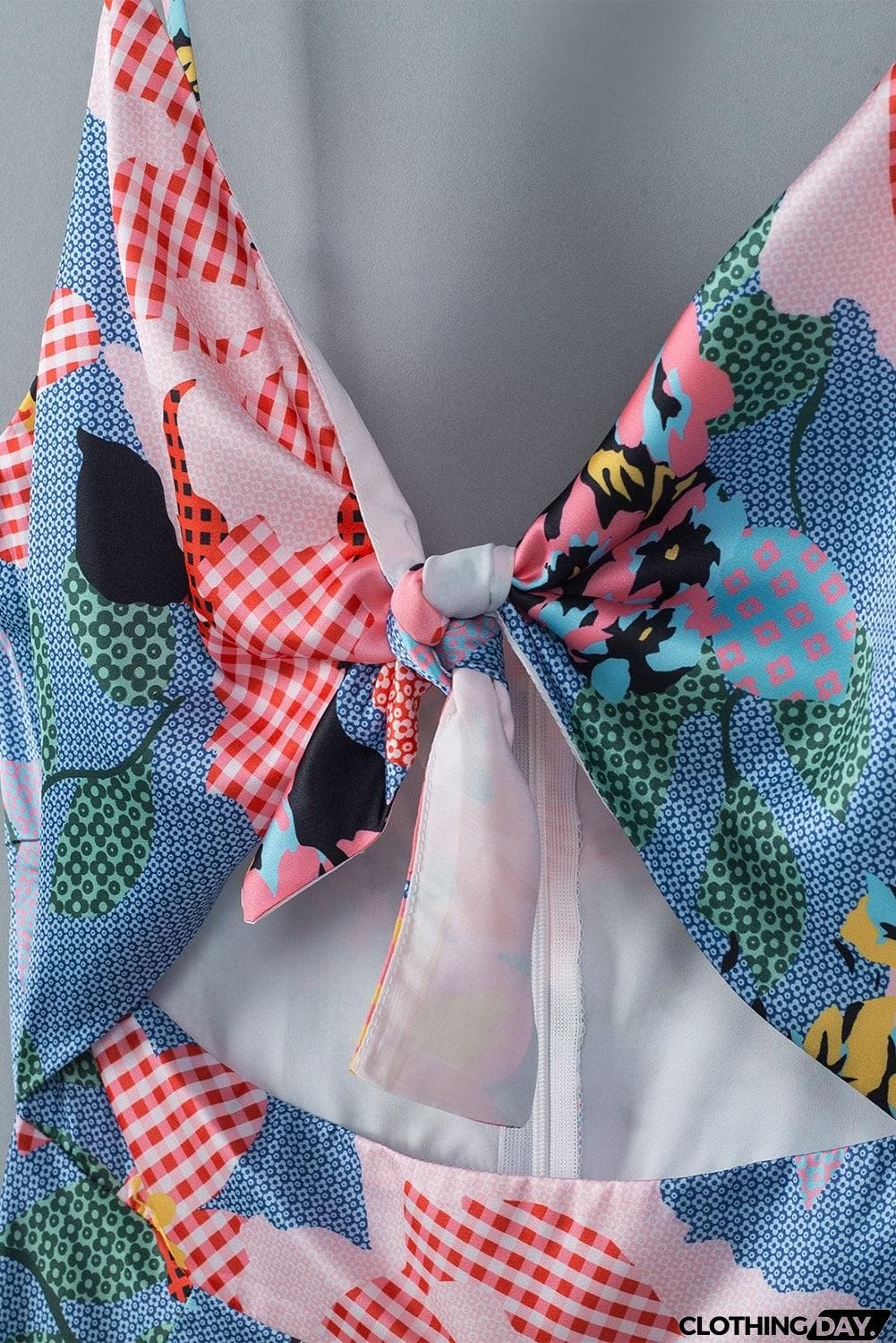 Floral Tied Cutout Split Spaghetti Strap Dress